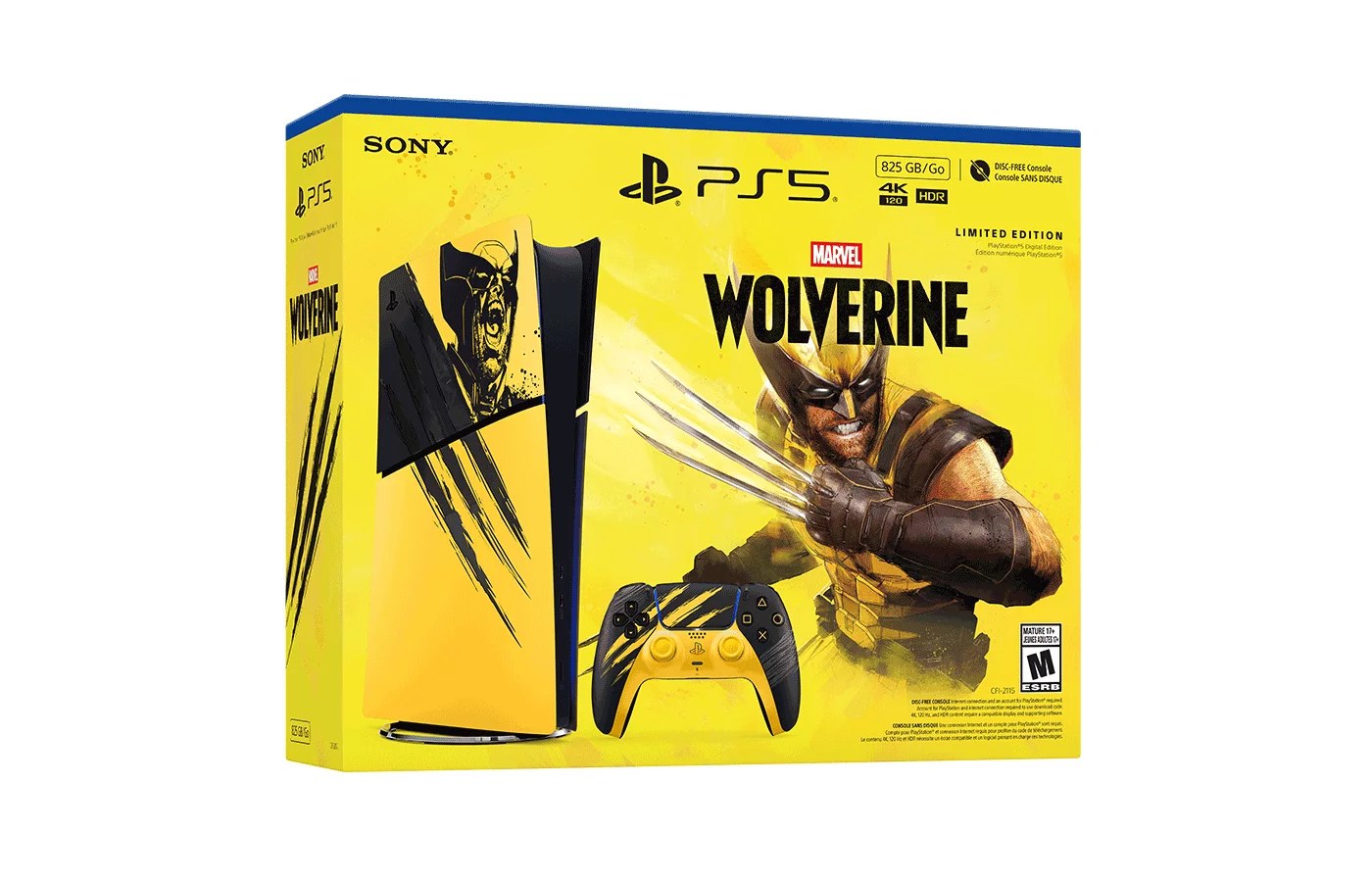 Sony PlayStation 5 Digital Edition Console - Marvel's Wolverine Battle Yellow Limited Edition Bundle