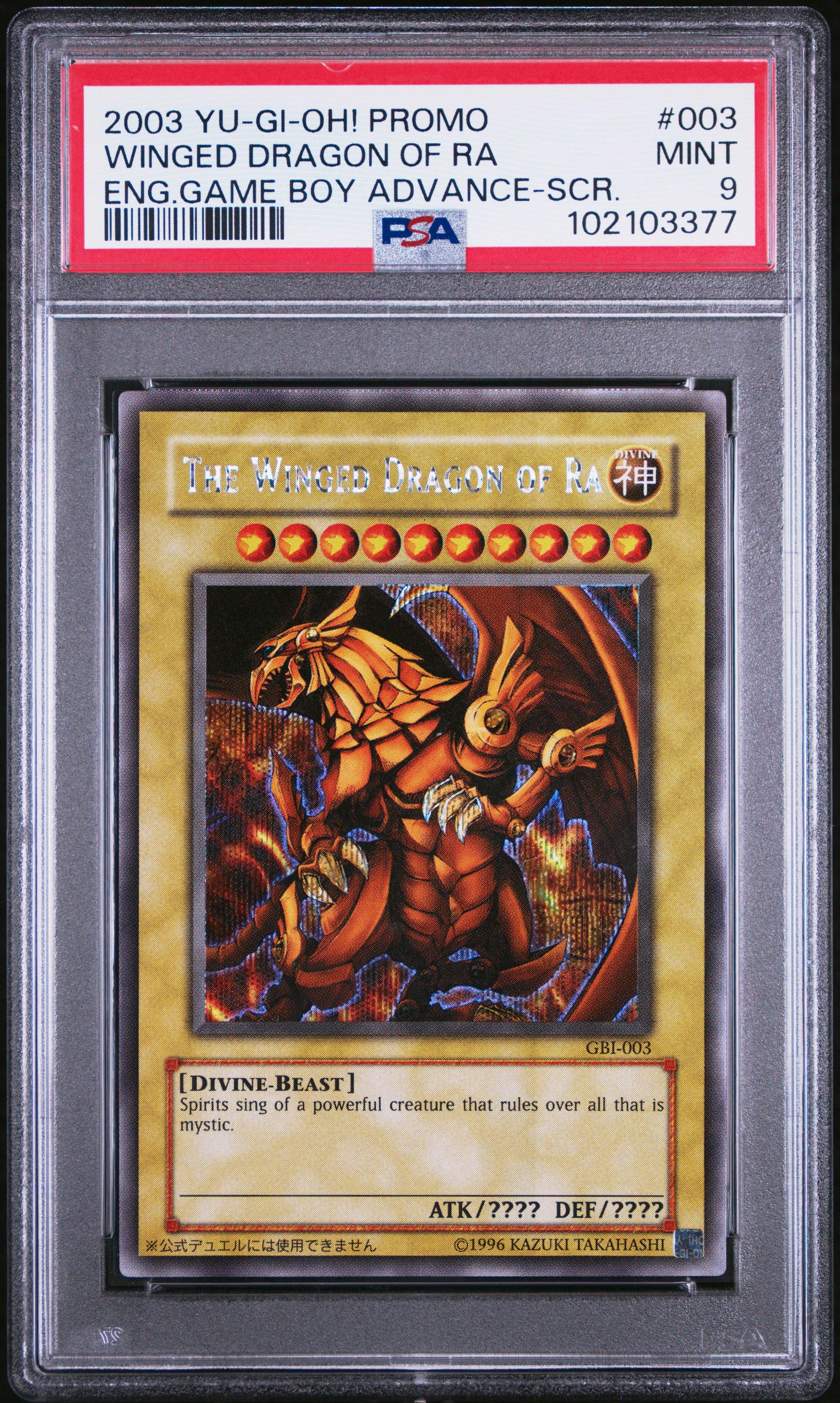 2003 Yu-gi-oh! Promo 003 The Winged Dragon Of Ra English Game Boy Advance-secret Rare PSA 9