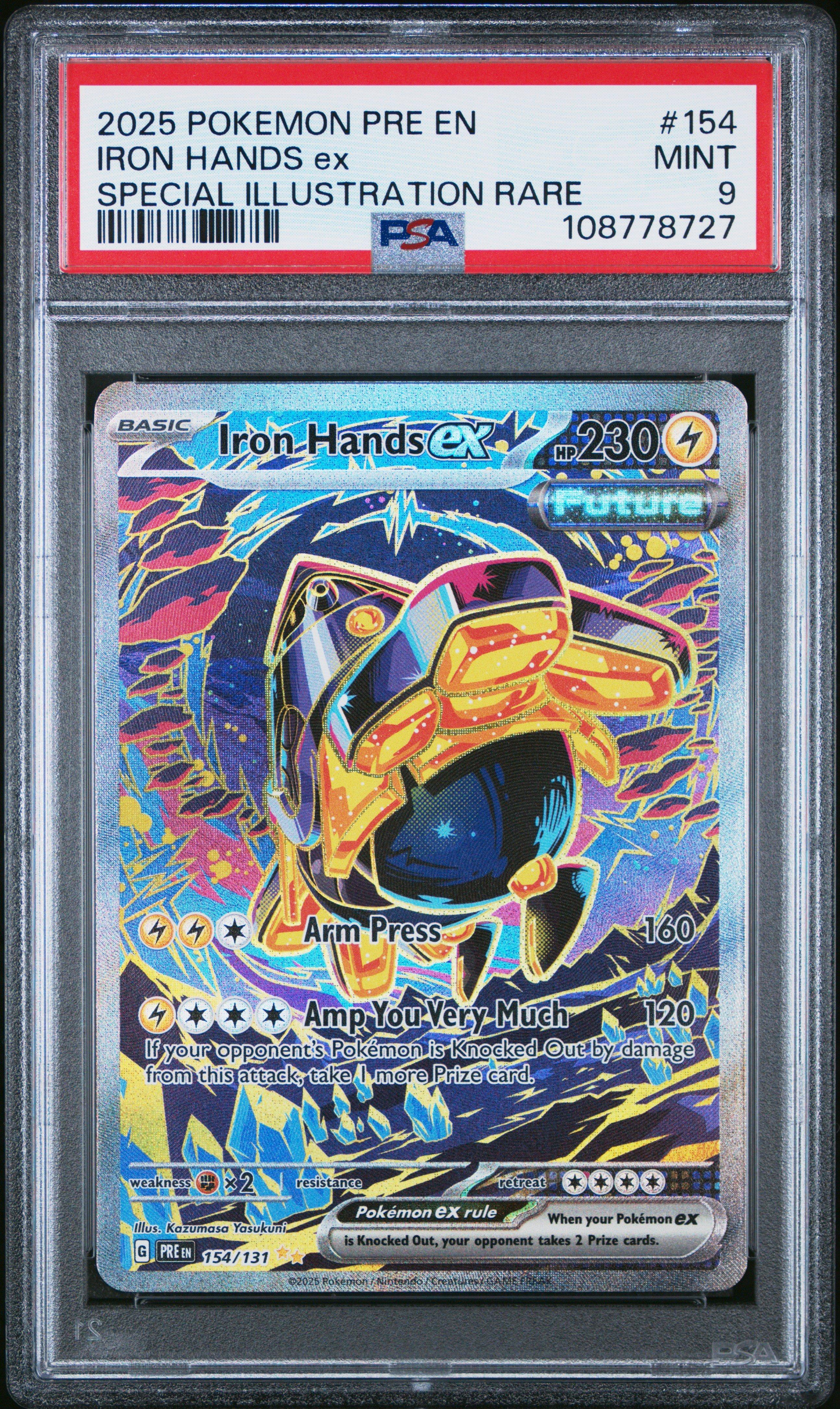 2025 Pokemon Pre En-prismatic Evolutions 154 Iron Hands Ex Special Illustration Rare PSA 9