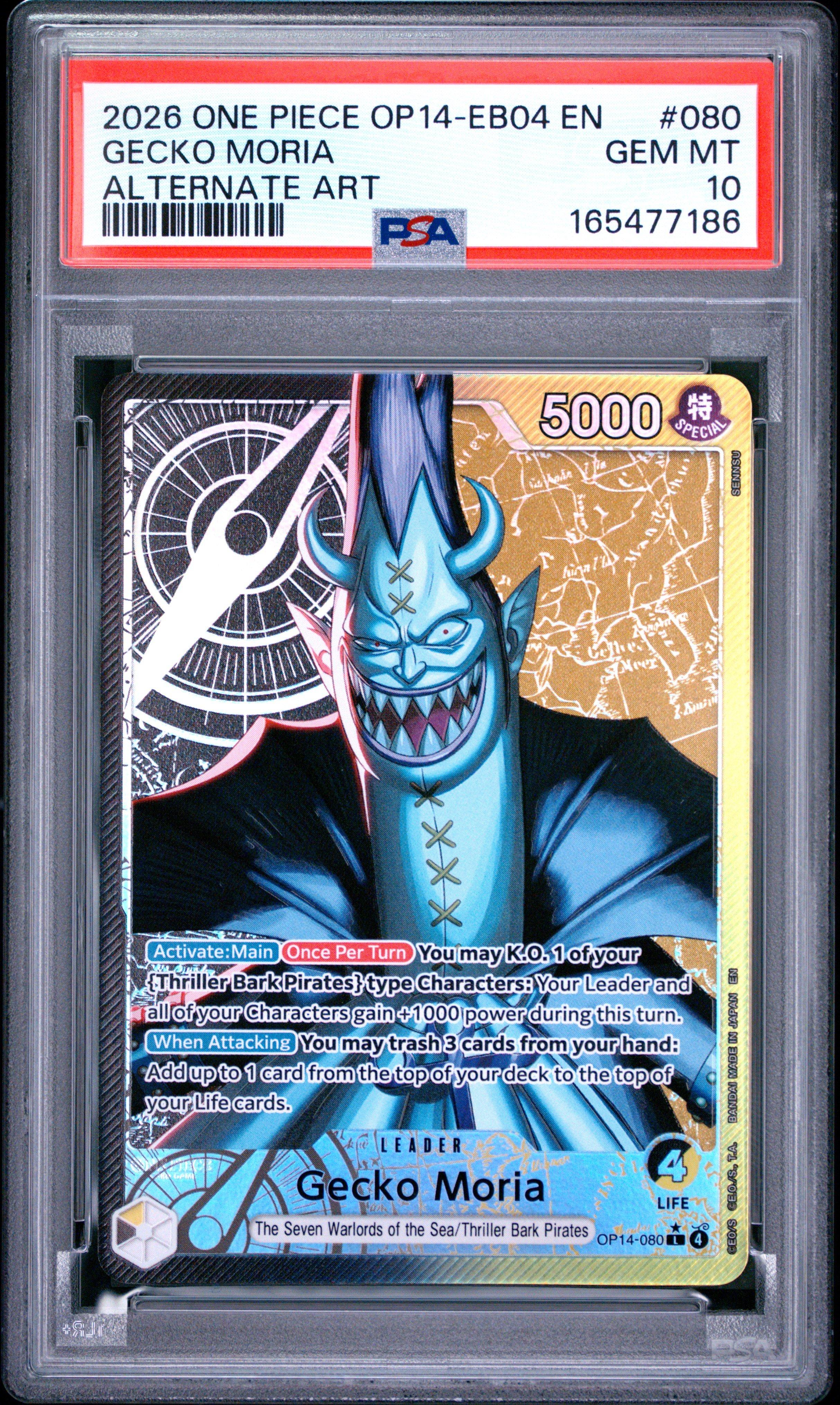 2026 One Piece Op14-eb04-the Azure Sea's Seven 080 Gecko Moria Alternate Art PSA 10
